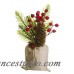 The Holiday Aisle Berry, Pine Cone and Pine Centerpiece in Burlap Pot HLDY7020